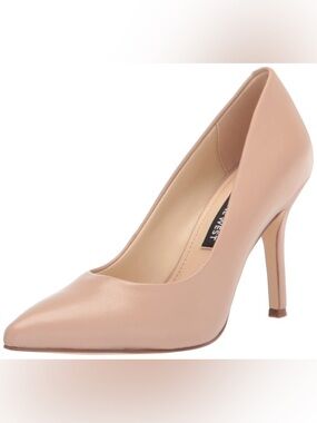 Nine West Flax Nude Pointed-Toe Leather Stiletto Heel Pump